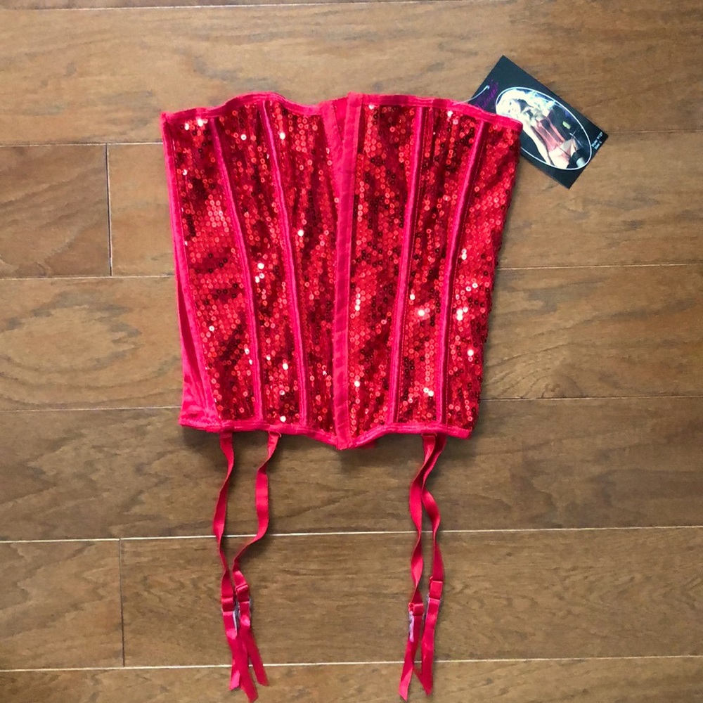 NWT Red Sequin very stretchy Corset